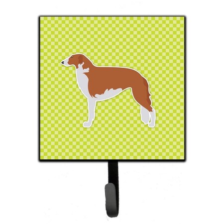 Carolines Treasures Borzoi Russian Greyhound Checkerboard Green Leash or Key Holder BB3799SH4